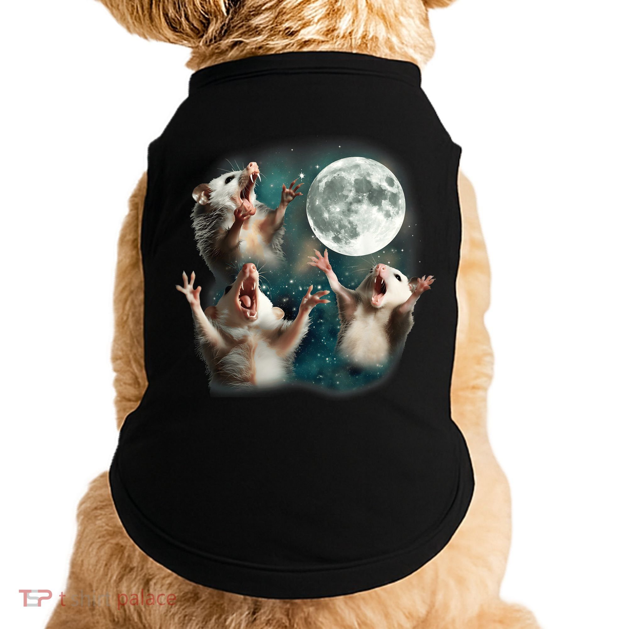 Three Opposum Moon 3 Possum Dead Moon Weird Cursed Meme Doggie Tank