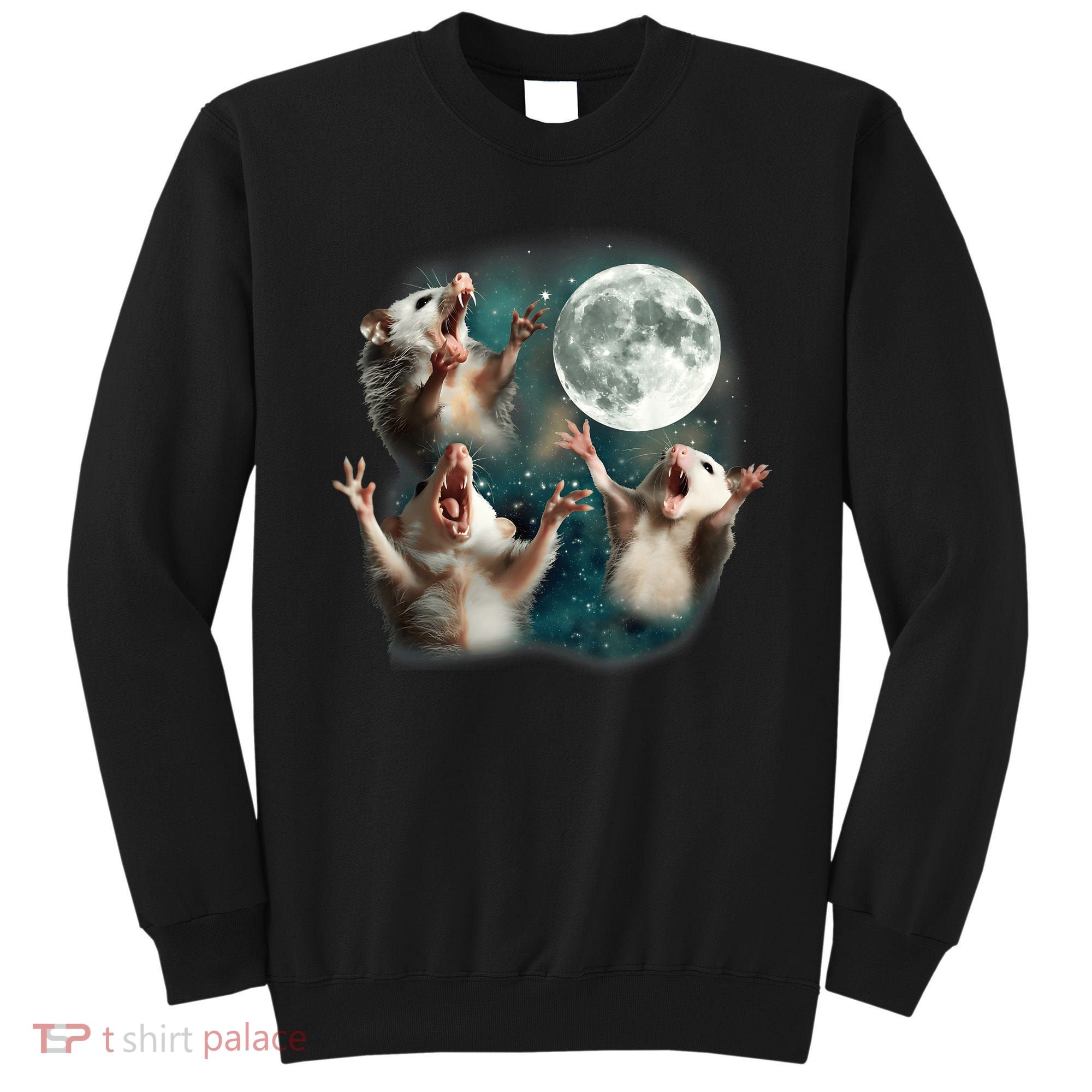 Three Opposum Moon 3 Possum Dead Moon Weird Cursed Meme Sweatshirt