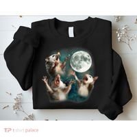 Three Opposum Moon 3 Possum Dead Moon Weird Cursed Meme Sweatshirt thumb 2