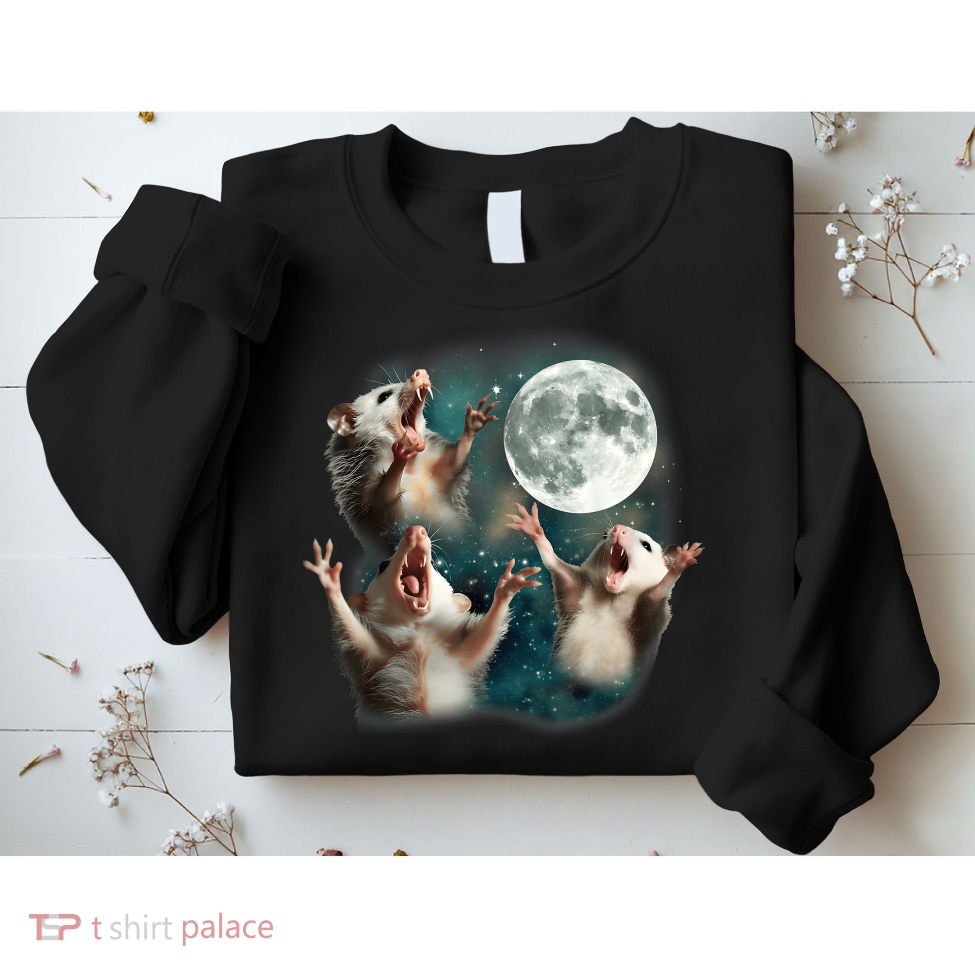 Three Opposum Moon 3 Possum Dead Moon Weird Cursed Meme Sweatshirt