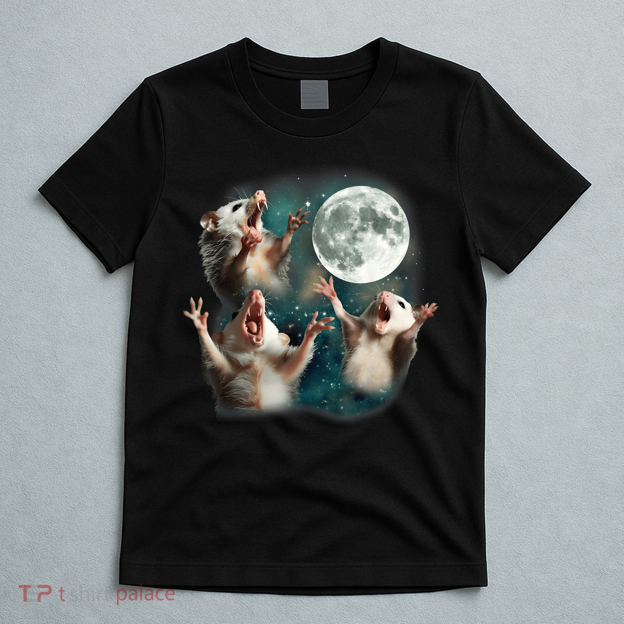 Three Opposum Moon 3 Possum Dead Moon Weird Cursed Meme T-Shirt