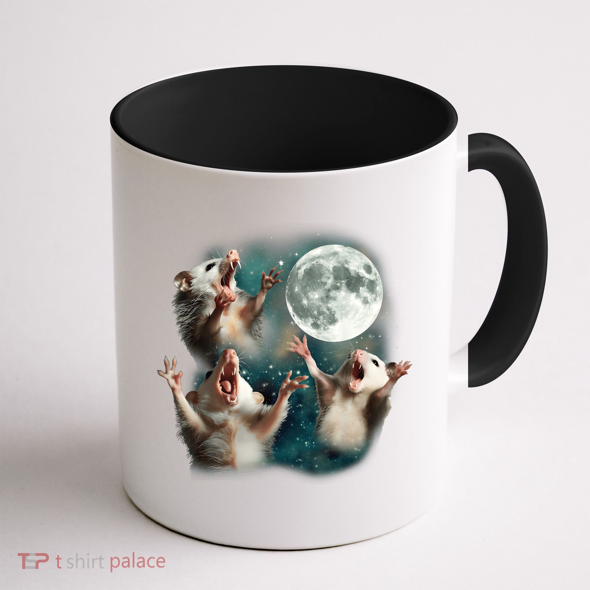 Three Opposum Moon 3 Possum Dead Moon Weird Cursed Meme Coffee Mug