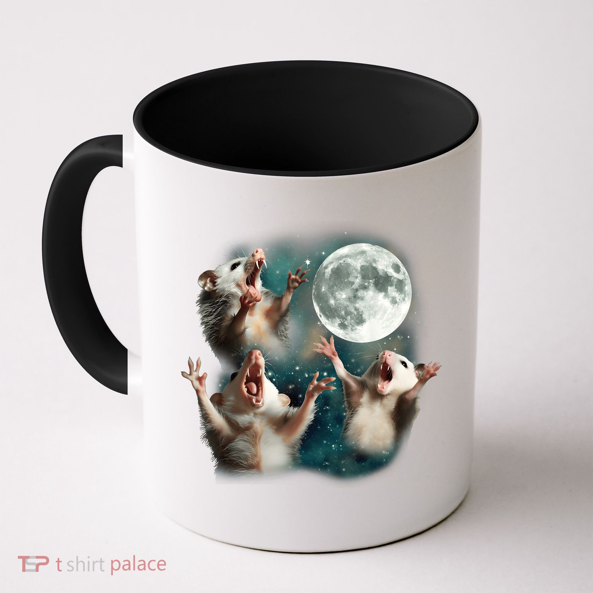 Three Opposum Moon 3 Possum Dead Moon Weird Cursed Meme Coffee Mug