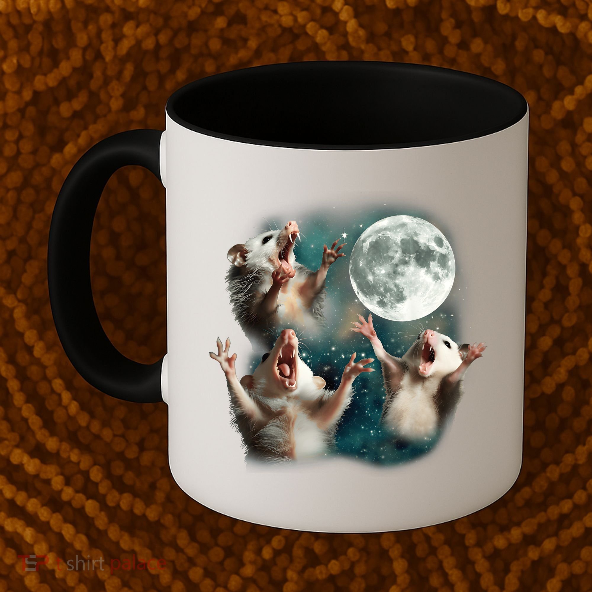 Three Opposum Moon 3 Possum Dead Moon Weird Cursed Meme Coffee Mug