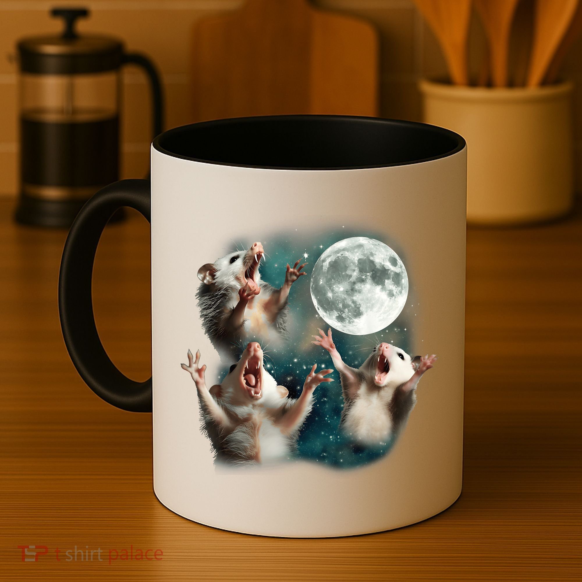 Three Opposum Moon 3 Possum Dead Moon Weird Cursed Meme Coffee Mug