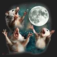 Three Opposum Moon 3 Possum Dead Moon Weird Cursed Meme Beanie thumb 2