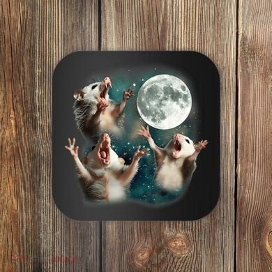 Three Opposum Moon 3 Possum Dead Moon Weird Cursed Meme Coaster