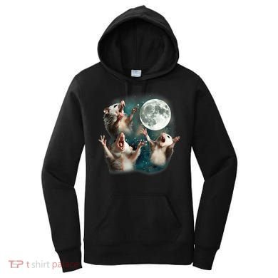 Three Opposum Moon 3 Possum Dead Moon Weird Cursed Meme Women's Hoodie