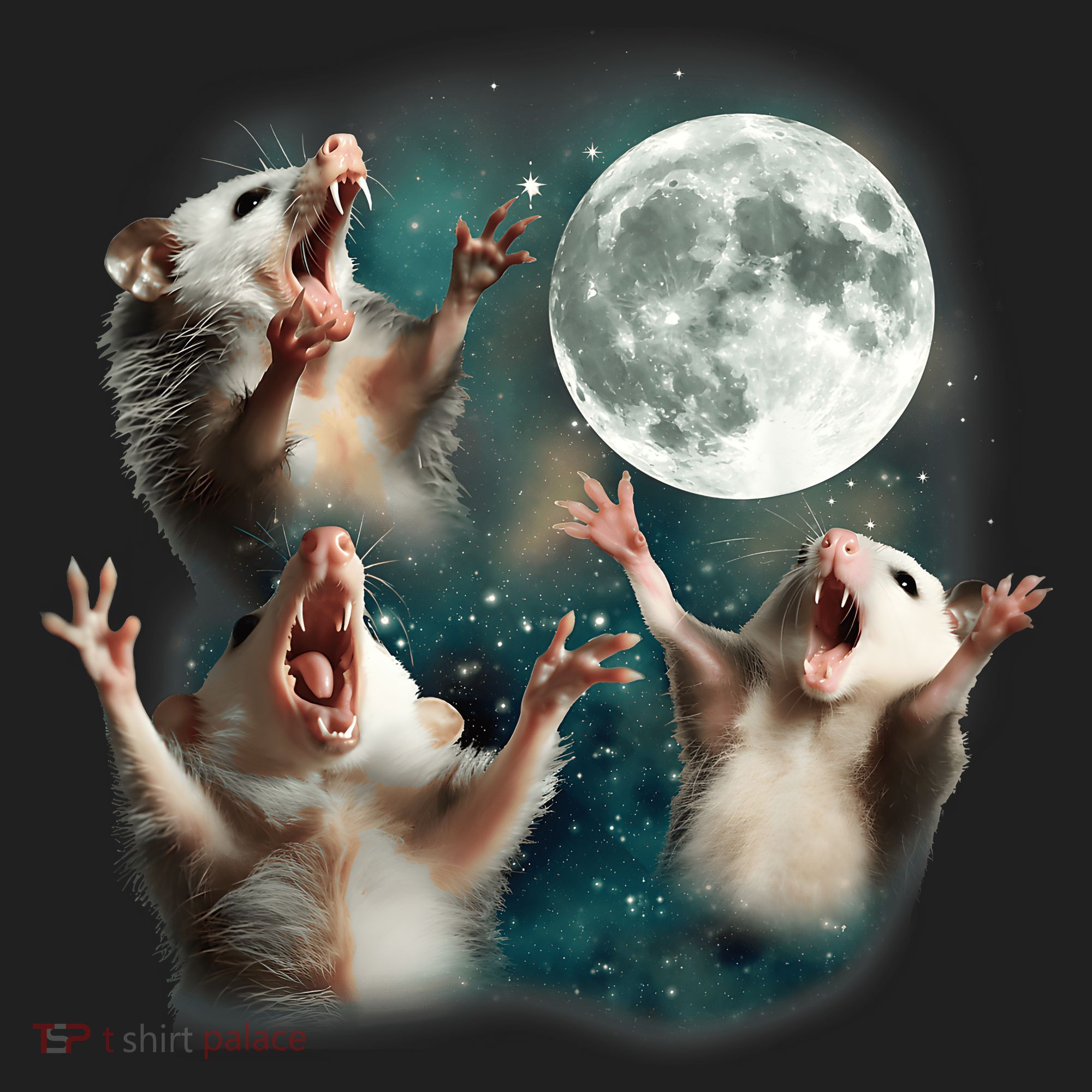 Three Opposum Moon 3 Possum Dead Moon Weird Cursed Meme Tumbler