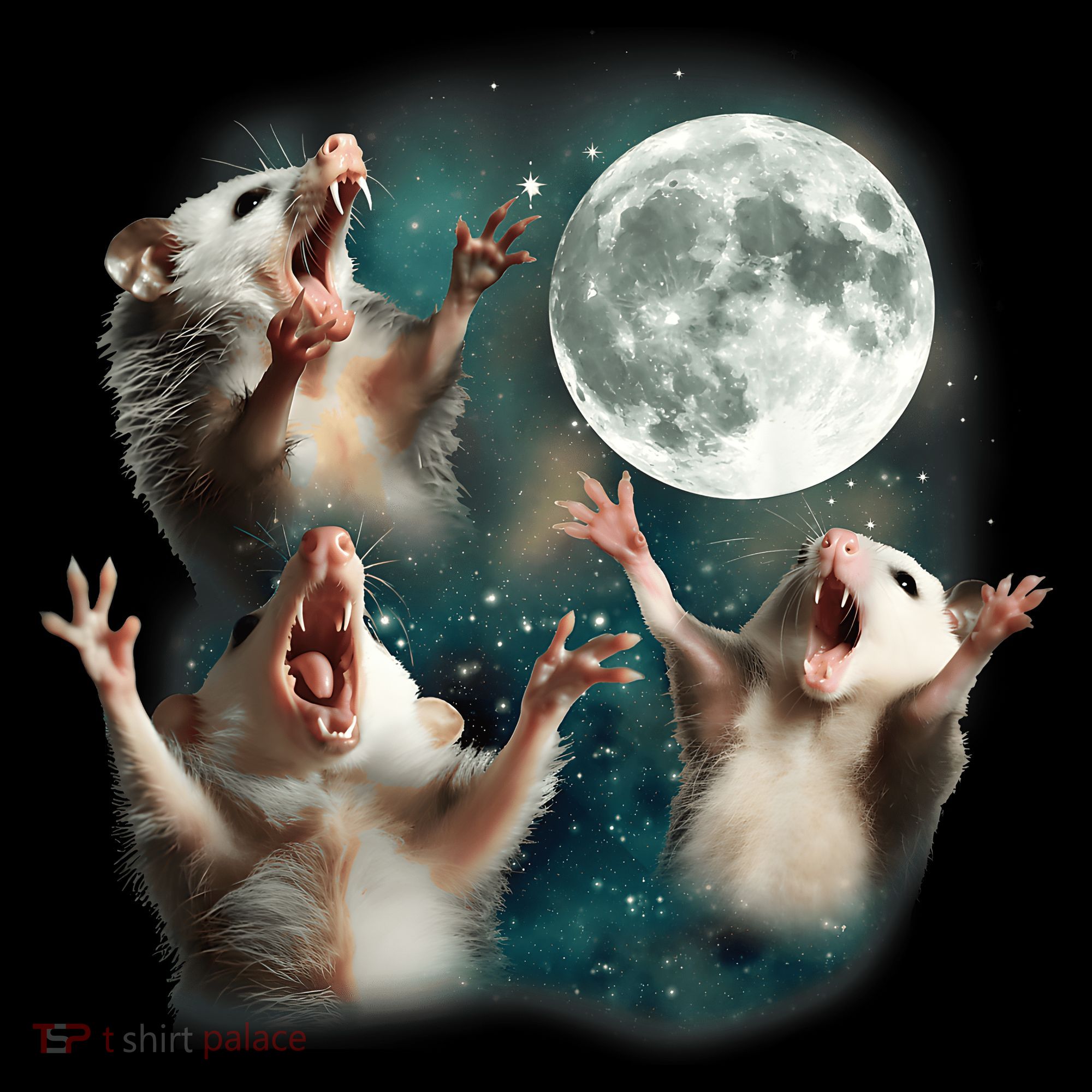 Three Opposum Moon 3 Possum Dead Moon Weird Cursed Meme Mousepad
