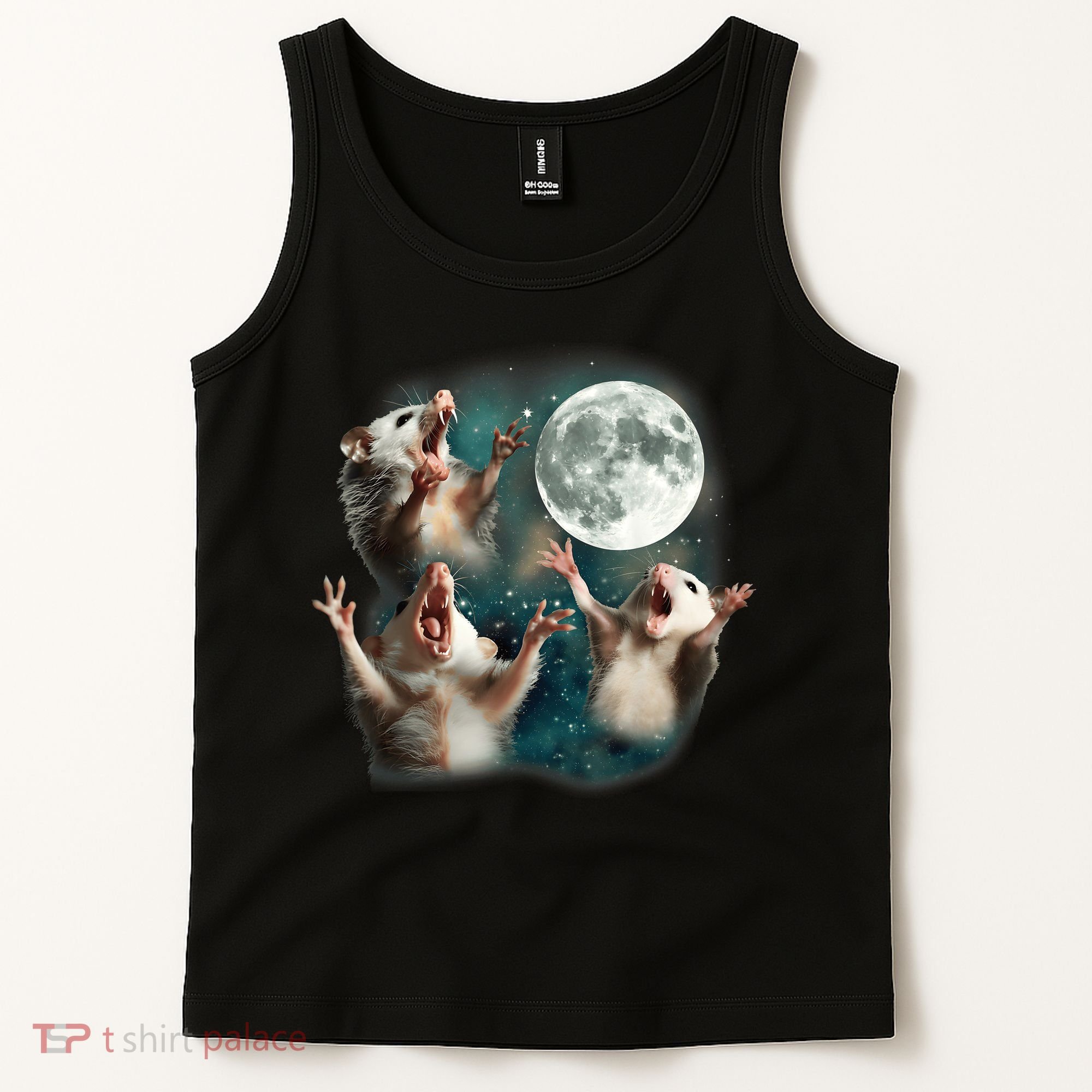Three Opposum Moon 3 Possum Dead Moon Weird Cursed Meme Tank Top