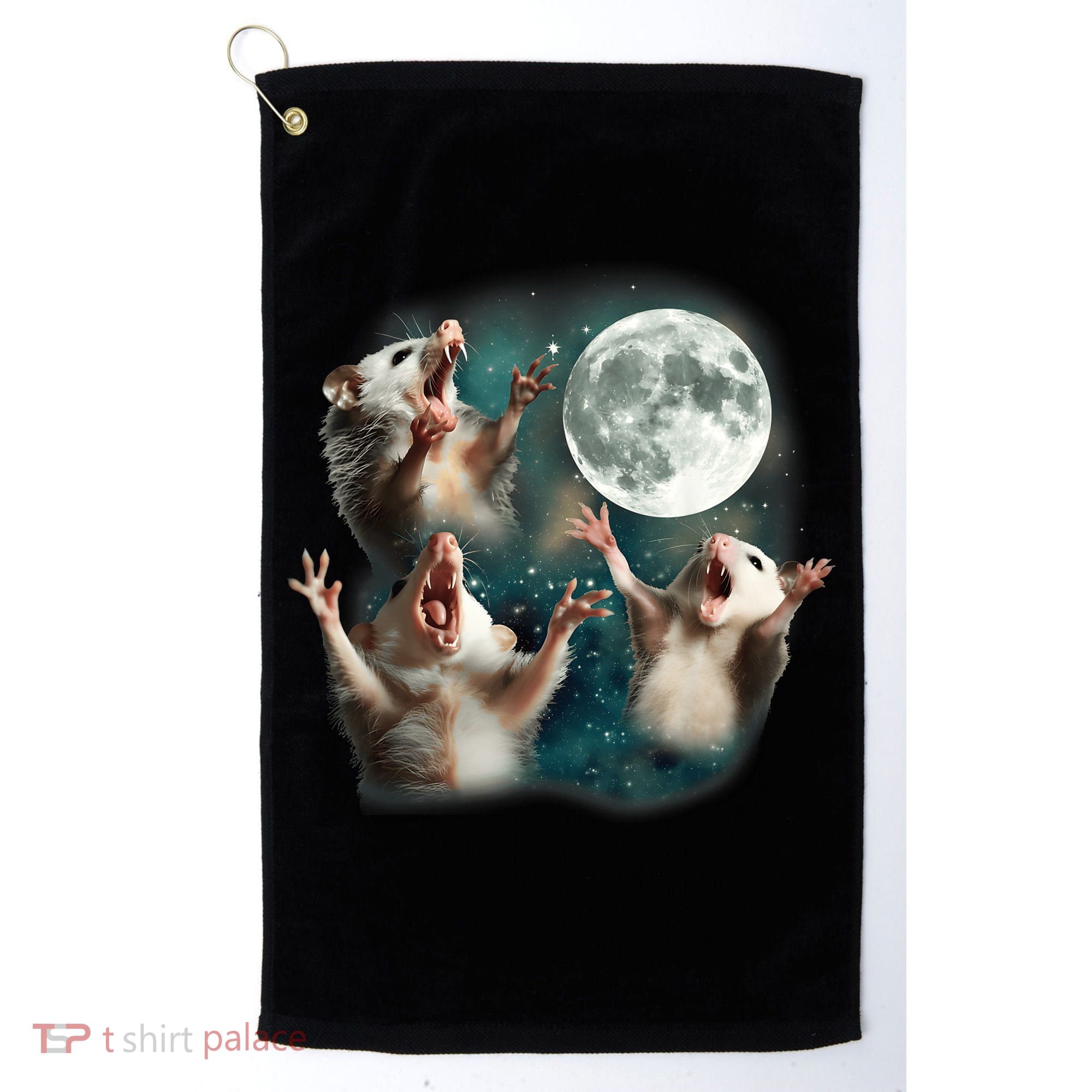 Three Opposum Moon 3 Possum Dead Moon Weird Cursed Meme Golf Towel