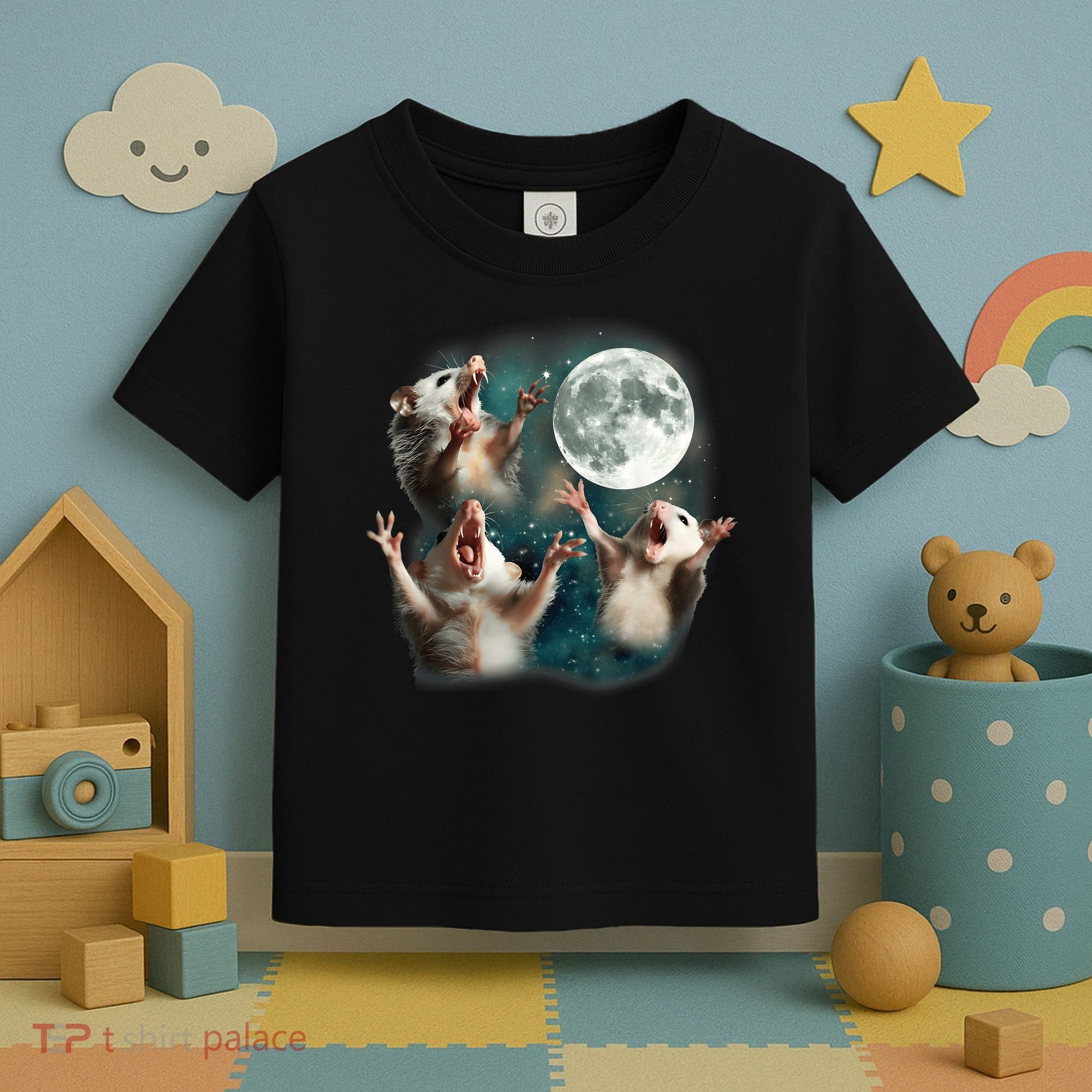 Three Opposum Moon 3 Possum Dead Moon Weird Cursed Meme Toddler T-Shirt