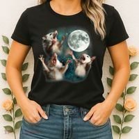 Three Opposum Moon 3 Possum Dead Moon Weird Cursed Meme Women's T-Shirt thumb 2