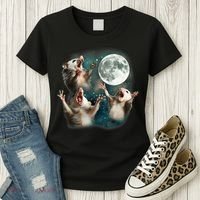 Three Opposum Moon 3 Possum Dead Moon Weird Cursed Meme Women's T-Shirt thumb 3