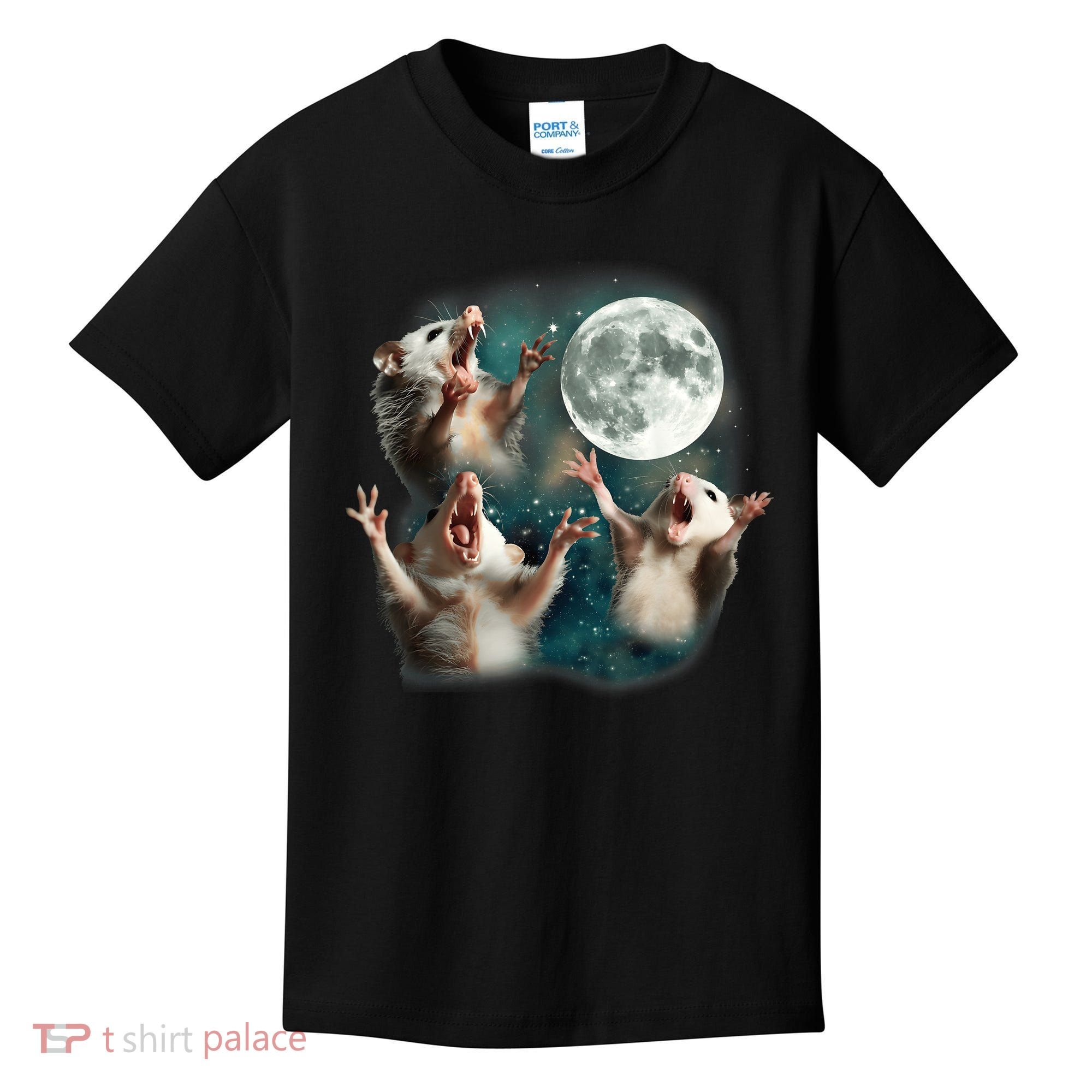Three Opposum Moon 3 Possum Dead Moon Weird Cursed Meme Kids T-Shirt