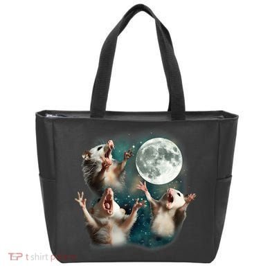 Three Opposum Moon 3 Possum Dead Moon Weird Cursed Meme Tote Bag