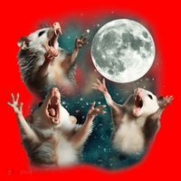 Three Opposum Moon 3 Possum Dead Moon Weird Cursed Meme Santa Hat thumb 1