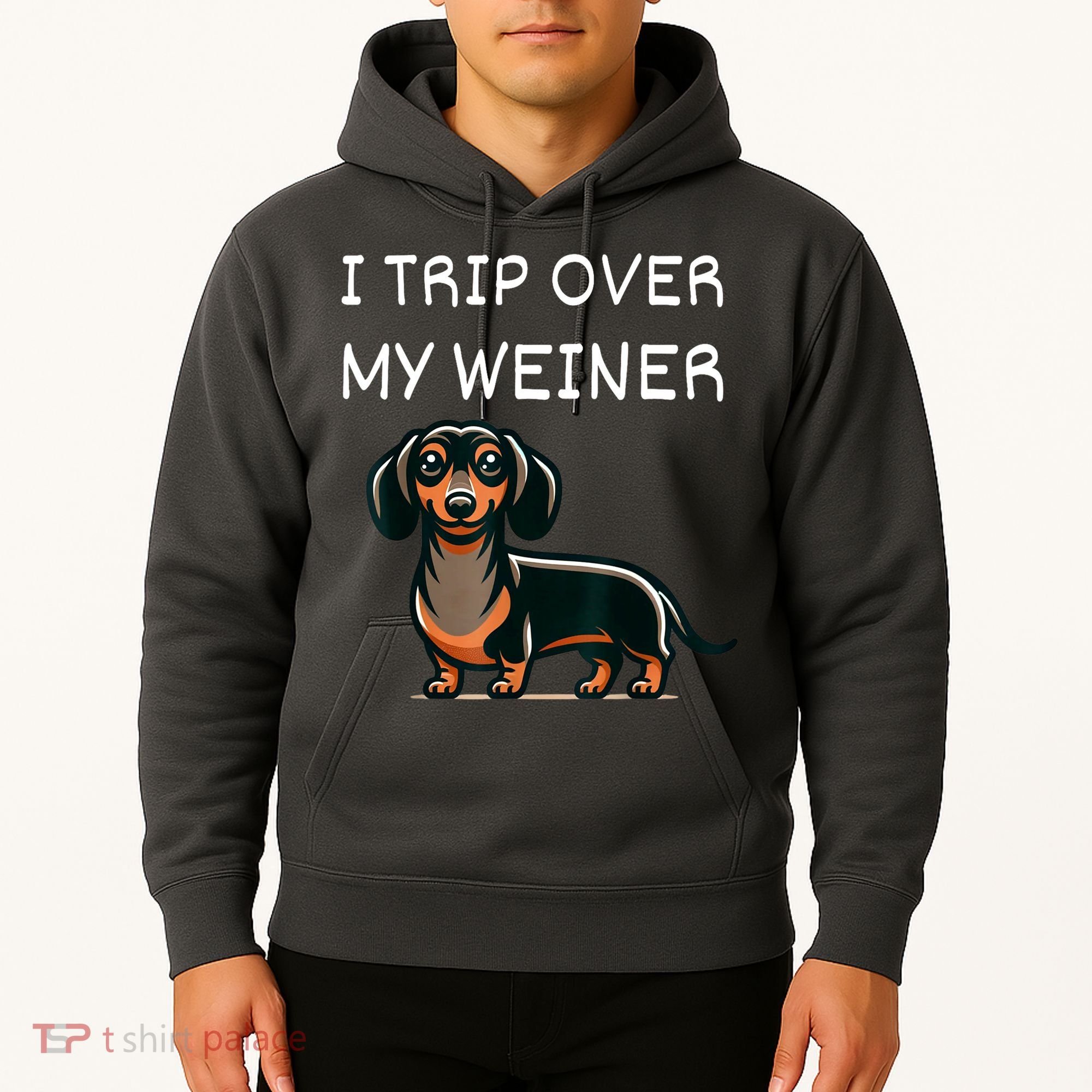Tripping Over My Weiner Funny Dachshund Doxie Weiner Gift Hoodie