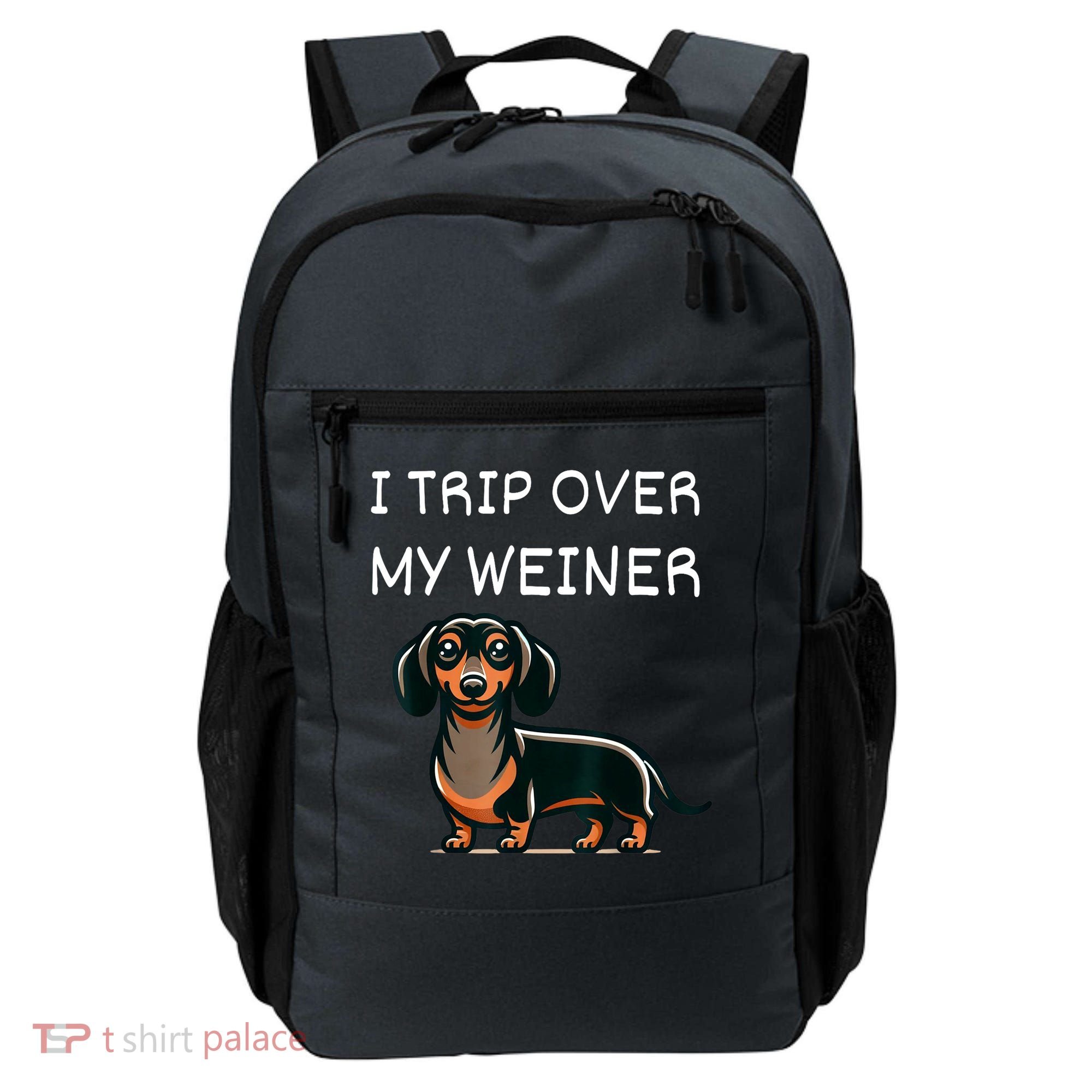 Tripping Over My Weiner Funny Dachshund Doxie Weiner Gift Backpack