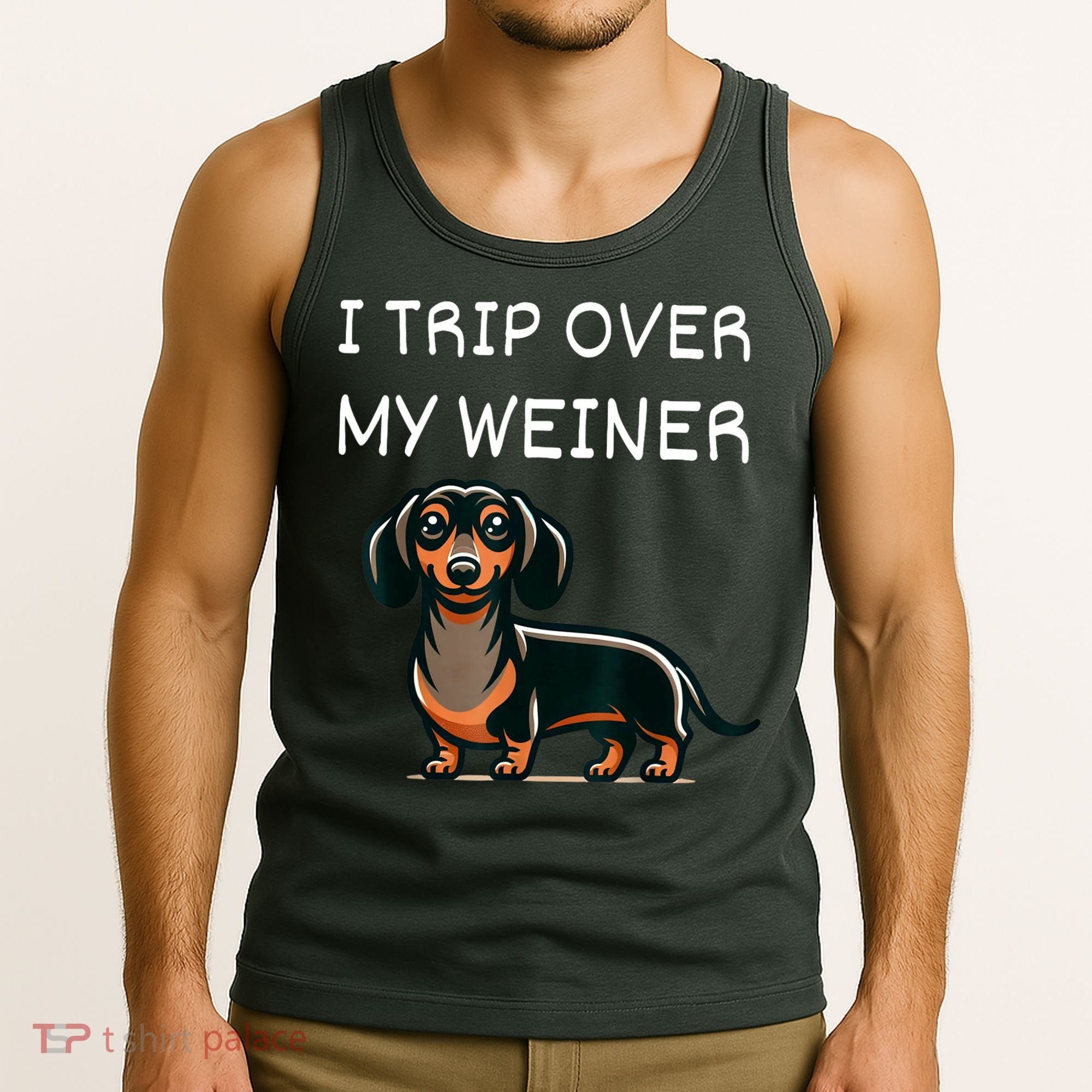 Tripping Over My Weiner Funny Dachshund Doxie Weiner Gift Tank Top