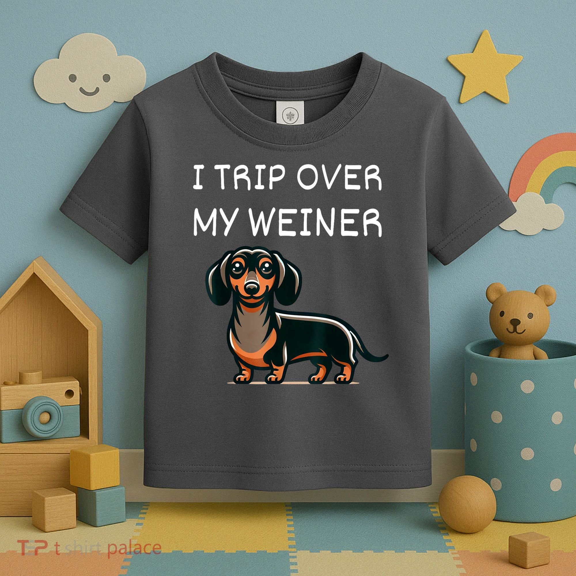 Tripping Over My Weiner Funny Dachshund Doxie Weiner Gift Toddler T-Shirt