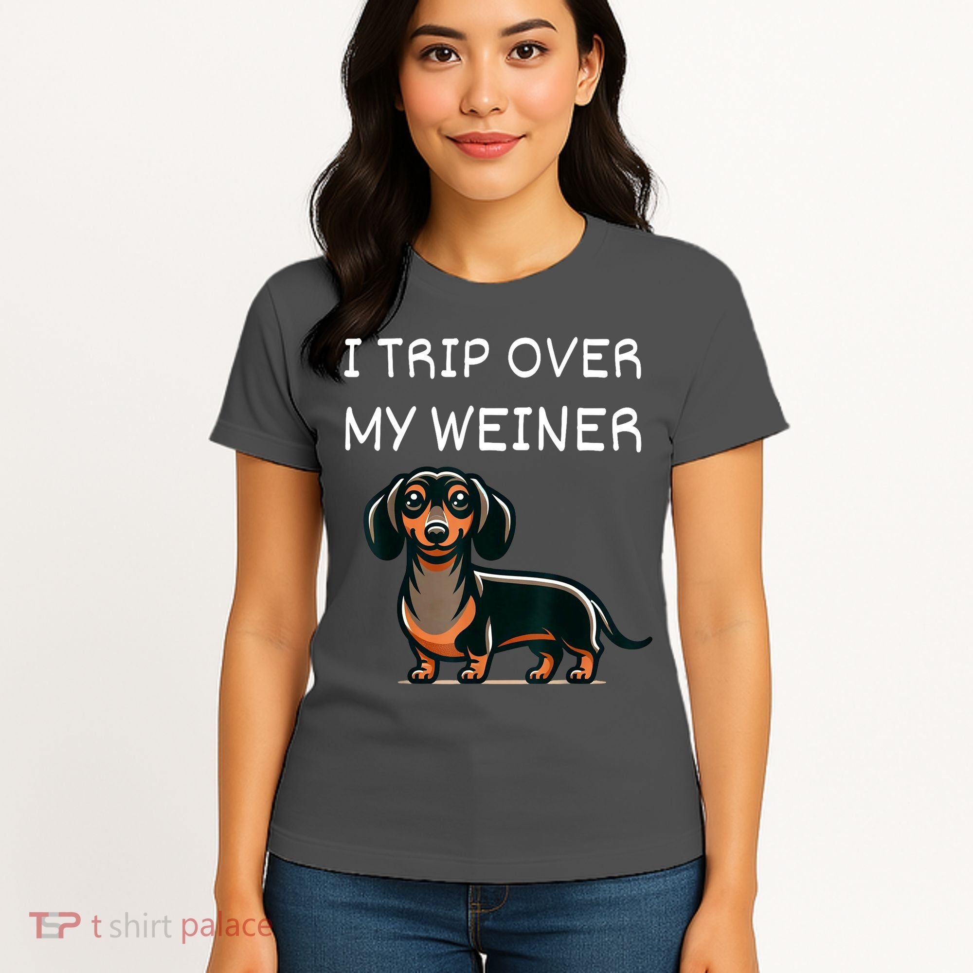 Tripping Over My Weiner Funny Dachshund Doxie Weiner Gift Women's T-Shirt