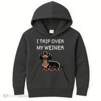 Tripping Over My Weiner Funny Dachshund Doxie Weiner Gift Kids Hoodie thumb 0