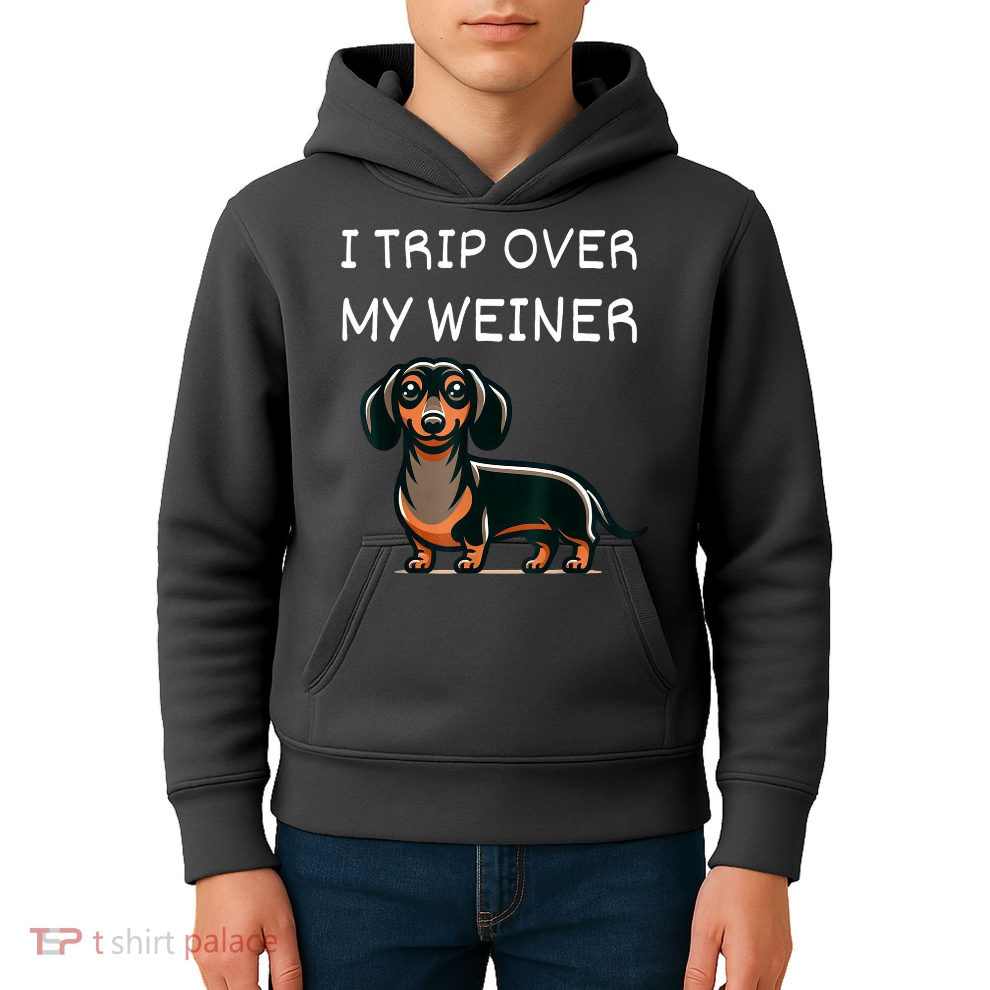 Tripping Over My Weiner Funny Dachshund Doxie Weiner Gift Kids Hoodie