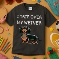Tripping Over My Weiner Funny Dachshund Doxie Weiner Gift Kids T-Shirt thumb 3