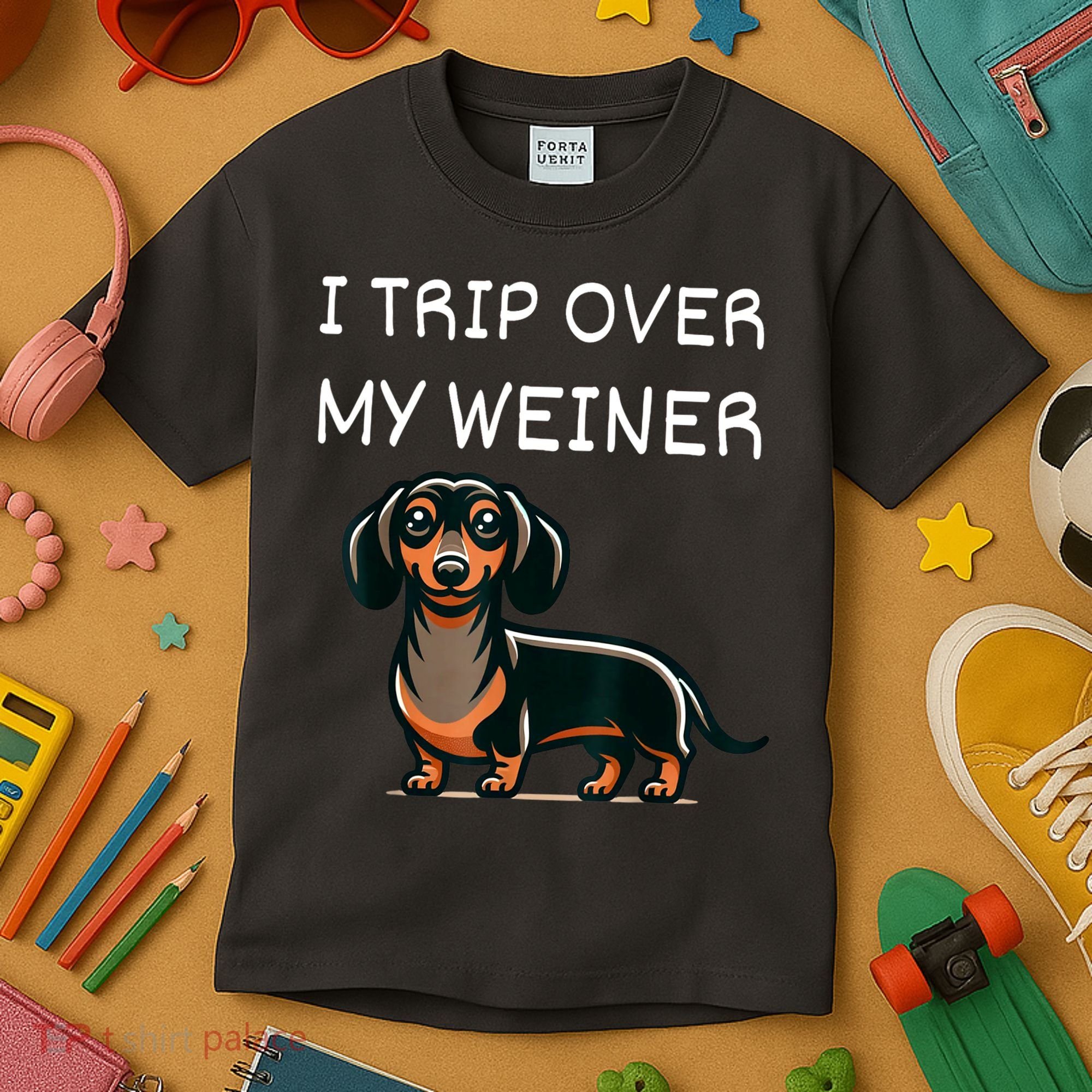 Tripping Over My Weiner Funny Dachshund Doxie Weiner Gift Kids T-Shirt