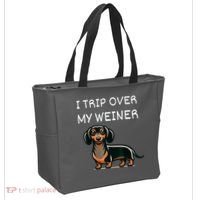 Tripping Over My Weiner Funny Dachshund Doxie Weiner Gift Tote Bag thumb 2