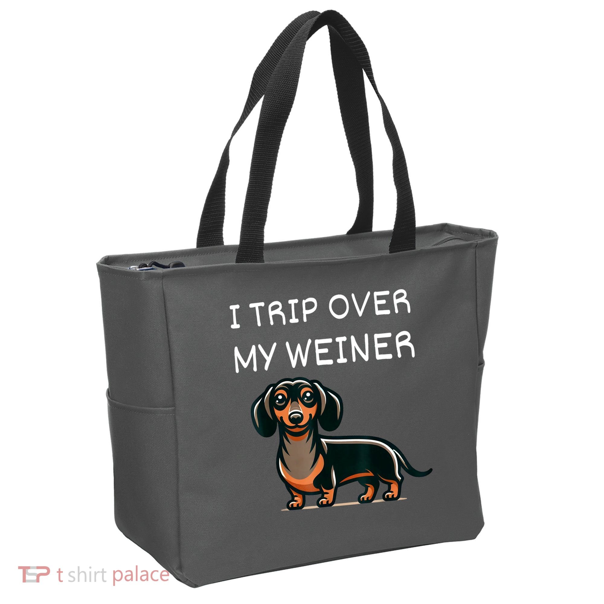 Tripping Over My Weiner Funny Dachshund Doxie Weiner Gift Tote Bag