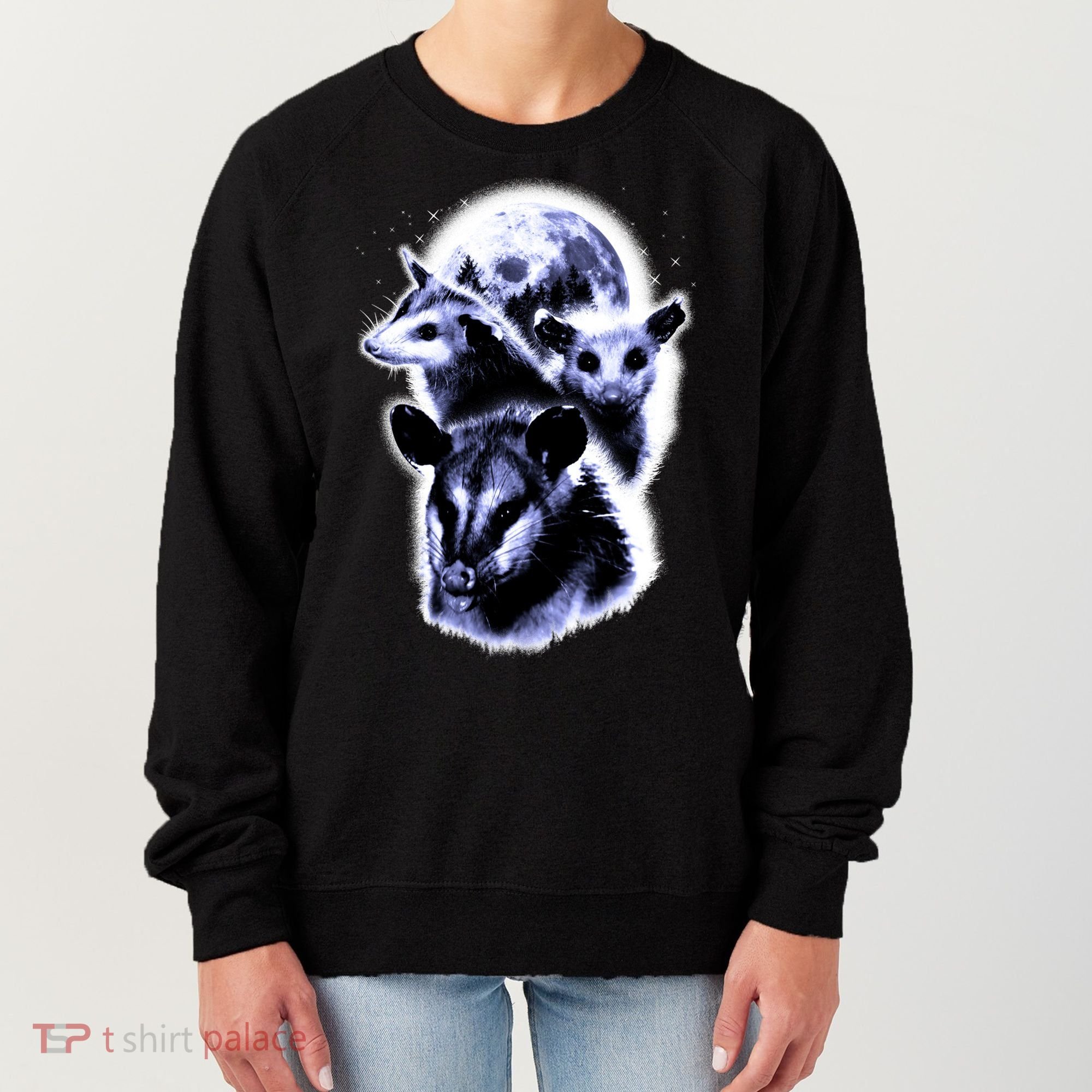 Three Opossum Moon With 3 Possums And Dead Moon Gift Women's Sweatshirt