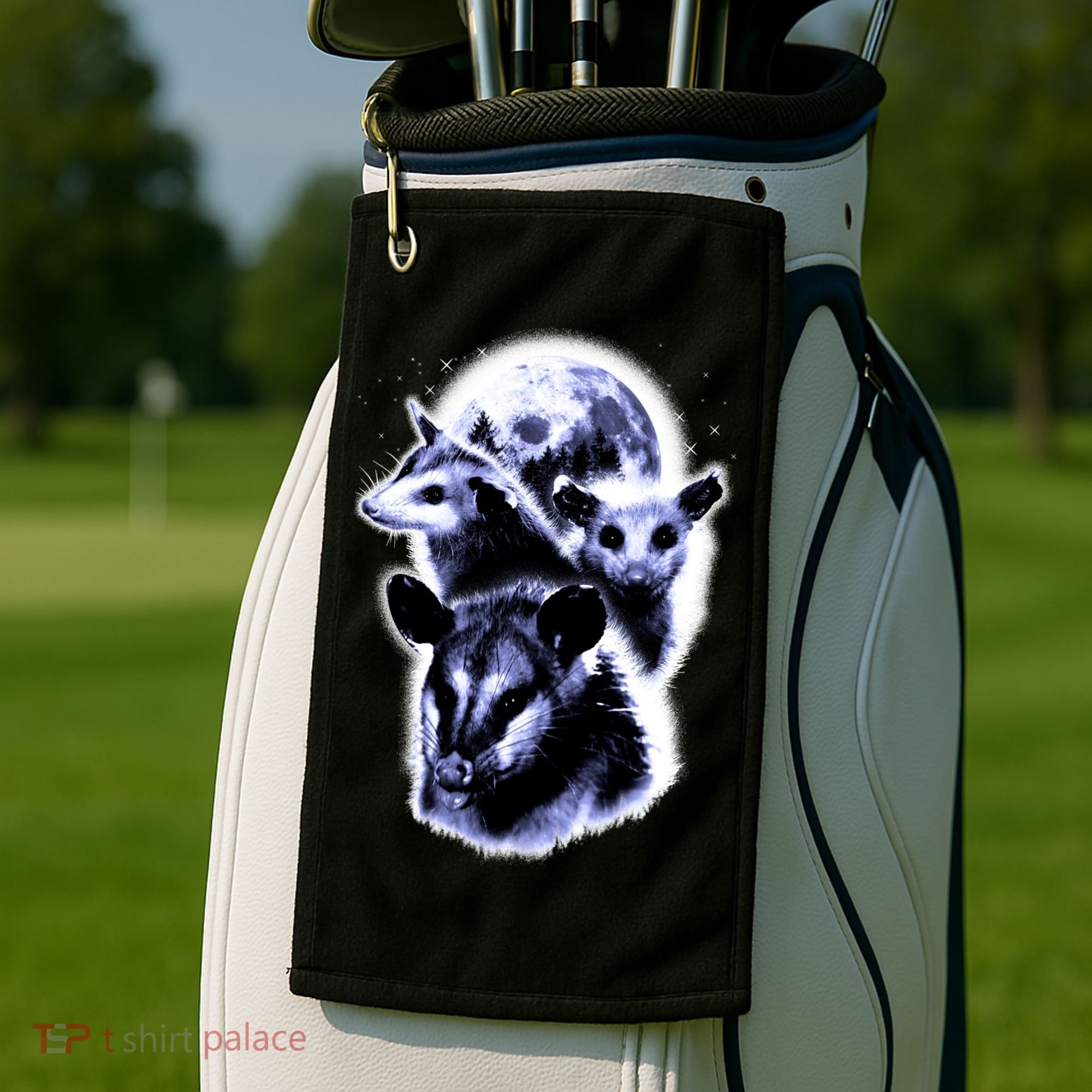Three Opossum Moon With 3 Possums And Dead Moon Gift Golf Towel