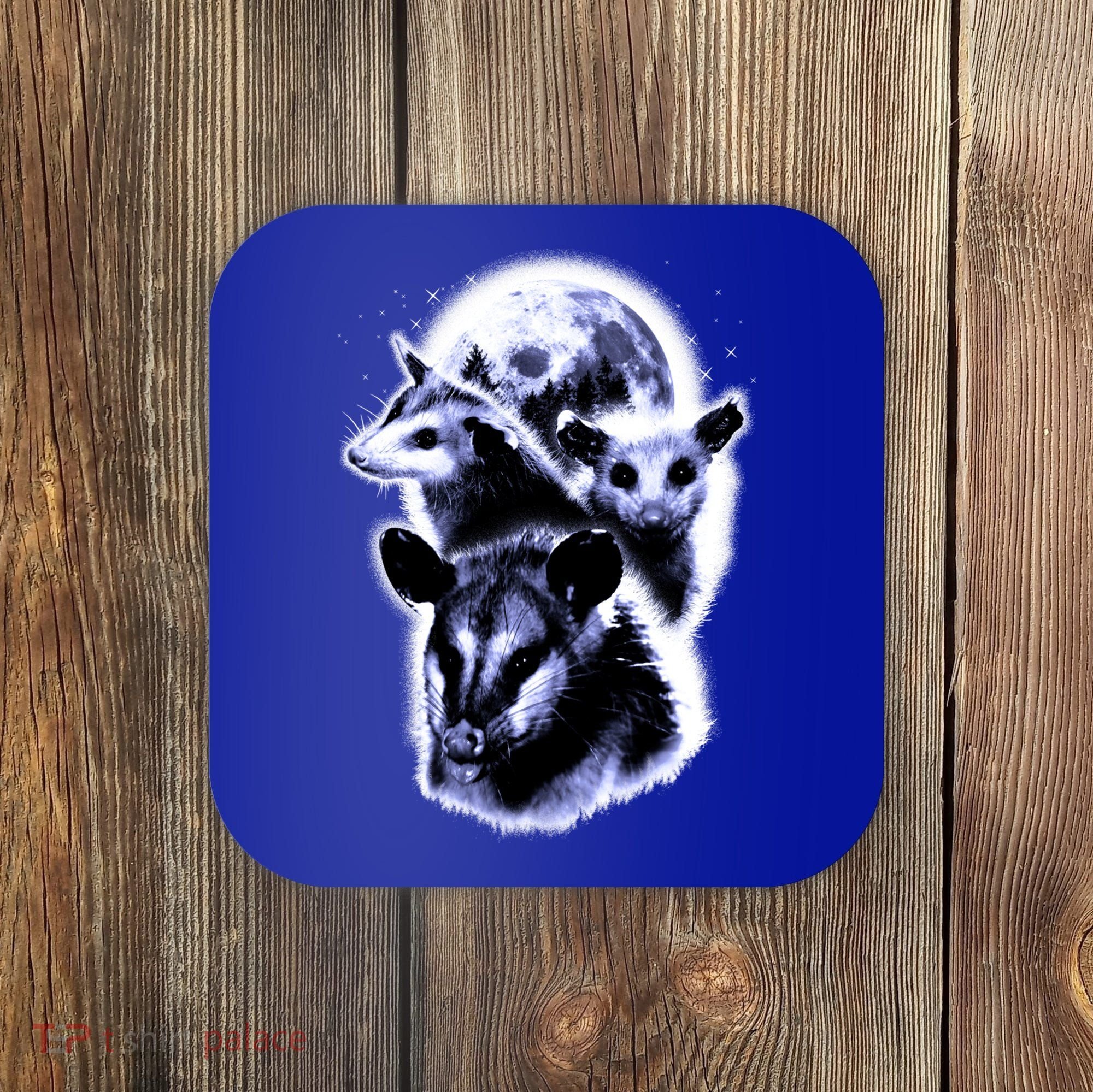 Three Opossum Moon With 3 Possums And Dead Moon Gift Coaster