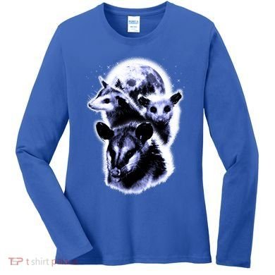 Three Opossum Moon With 3 Possums And Dead Moon Gift Women's Long Sleeve Shirt