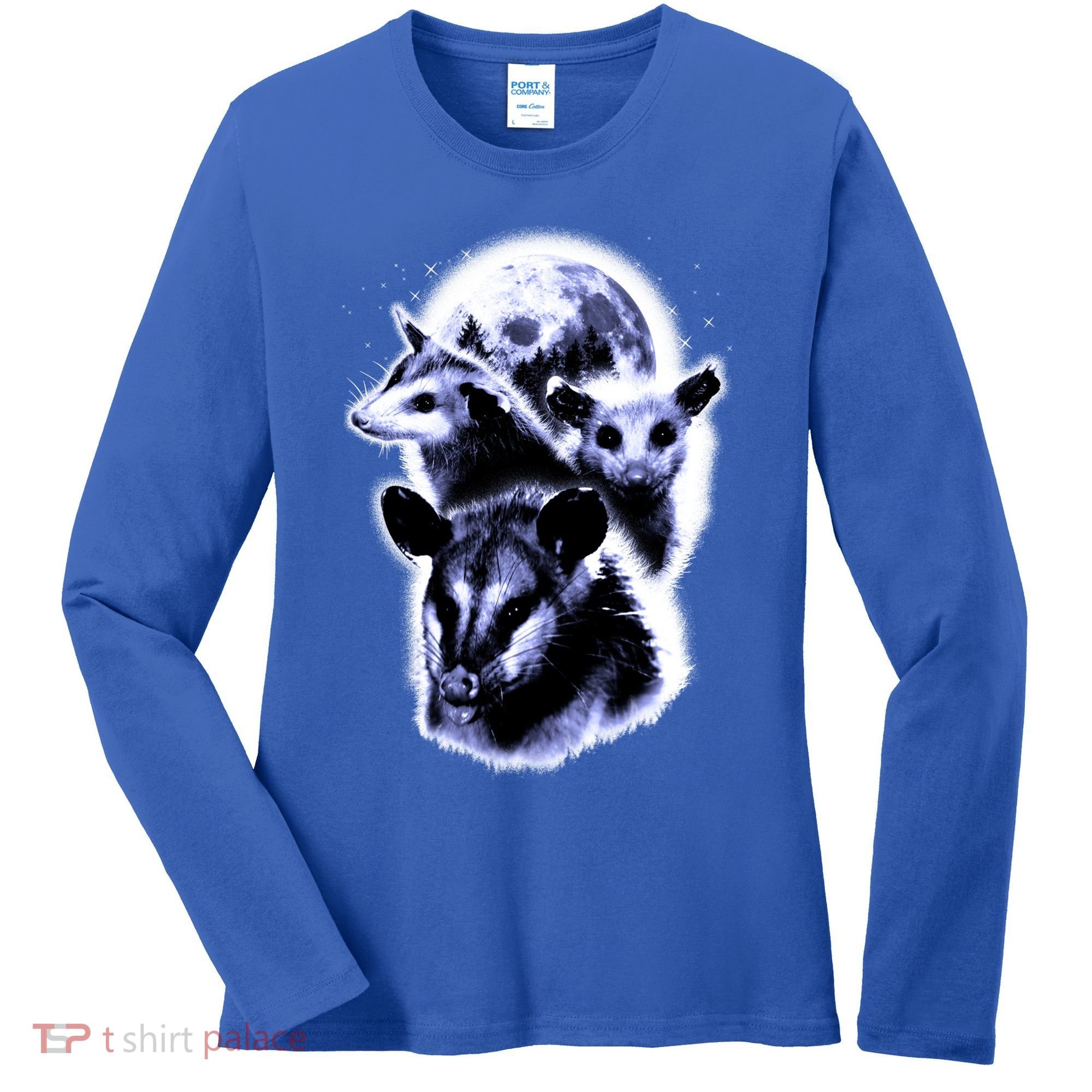 Three Opossum Moon With 3 Possums And Dead Moon Gift Women's Long Sleeve Shirt