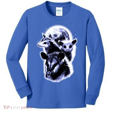 Three Opossum Moon With 3 Possums And Dead Moon Gift Kids Long Sleeve Shirt