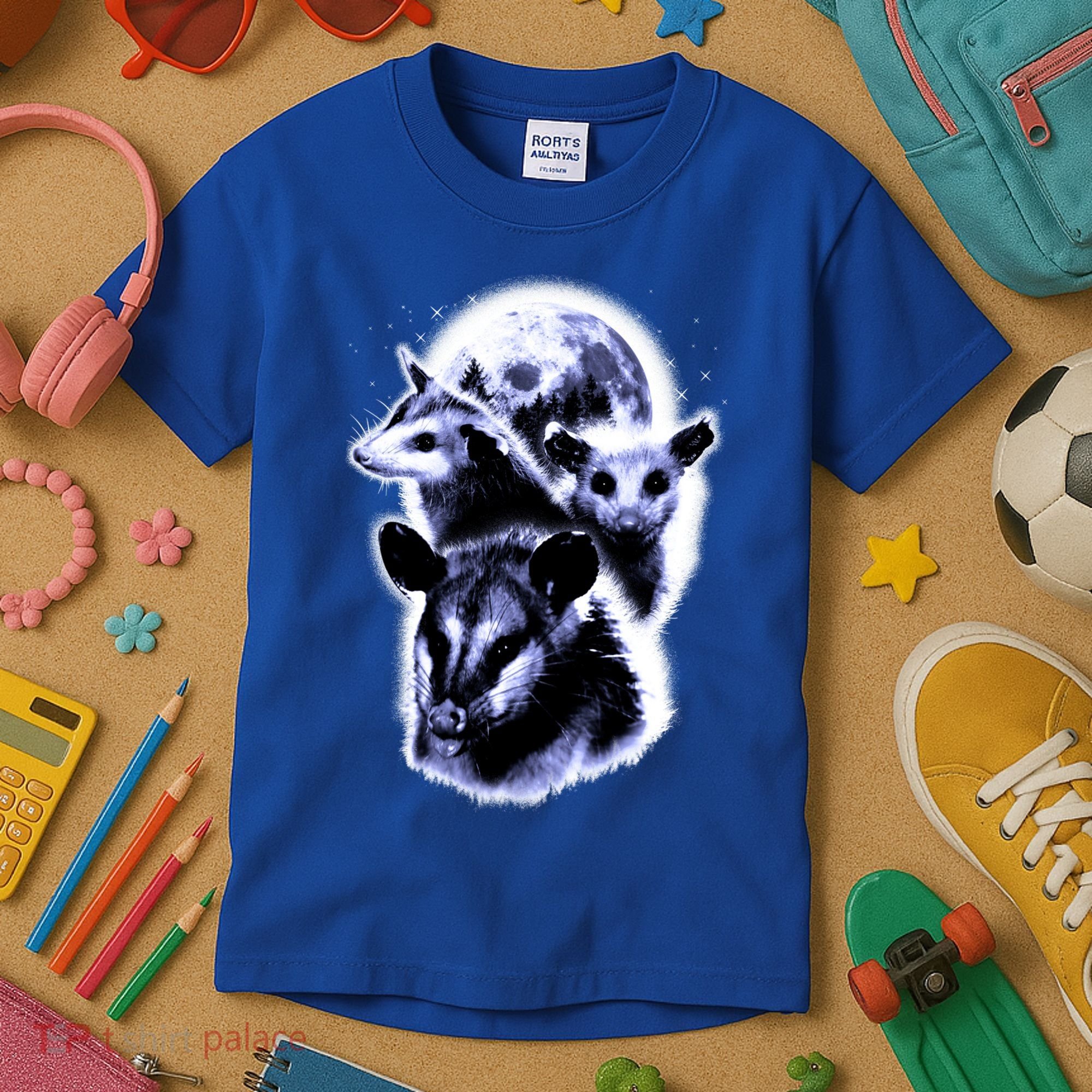 Three Opossum Moon With 3 Possums And Dead Moon Gift Kids T-Shirt