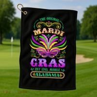 The Original Mardi Gras Mobile Alabama 1703 Golf Towel thumb 1