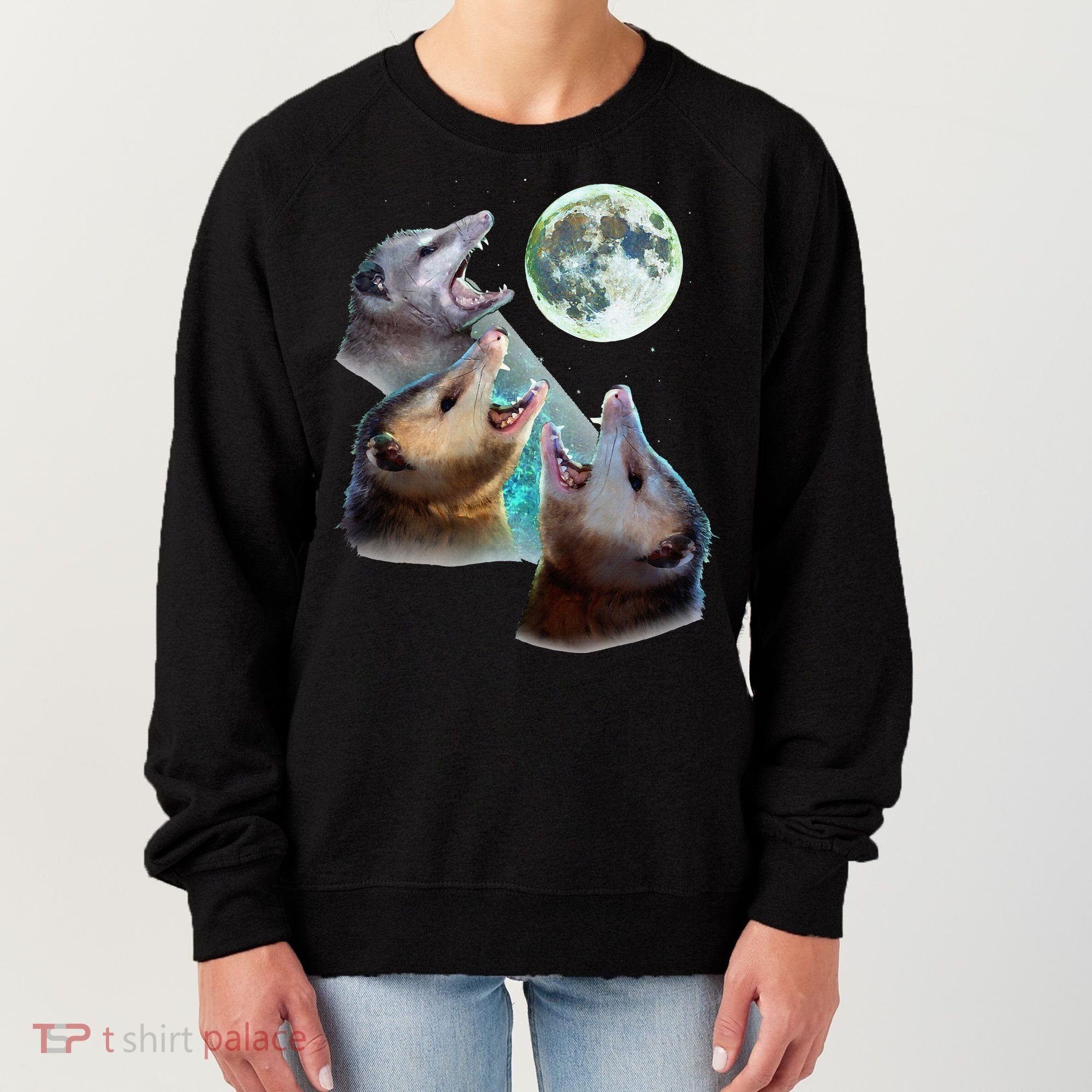 Three Opposum Moon With 3 Possums And Dead Moon Women's Sweatshirt