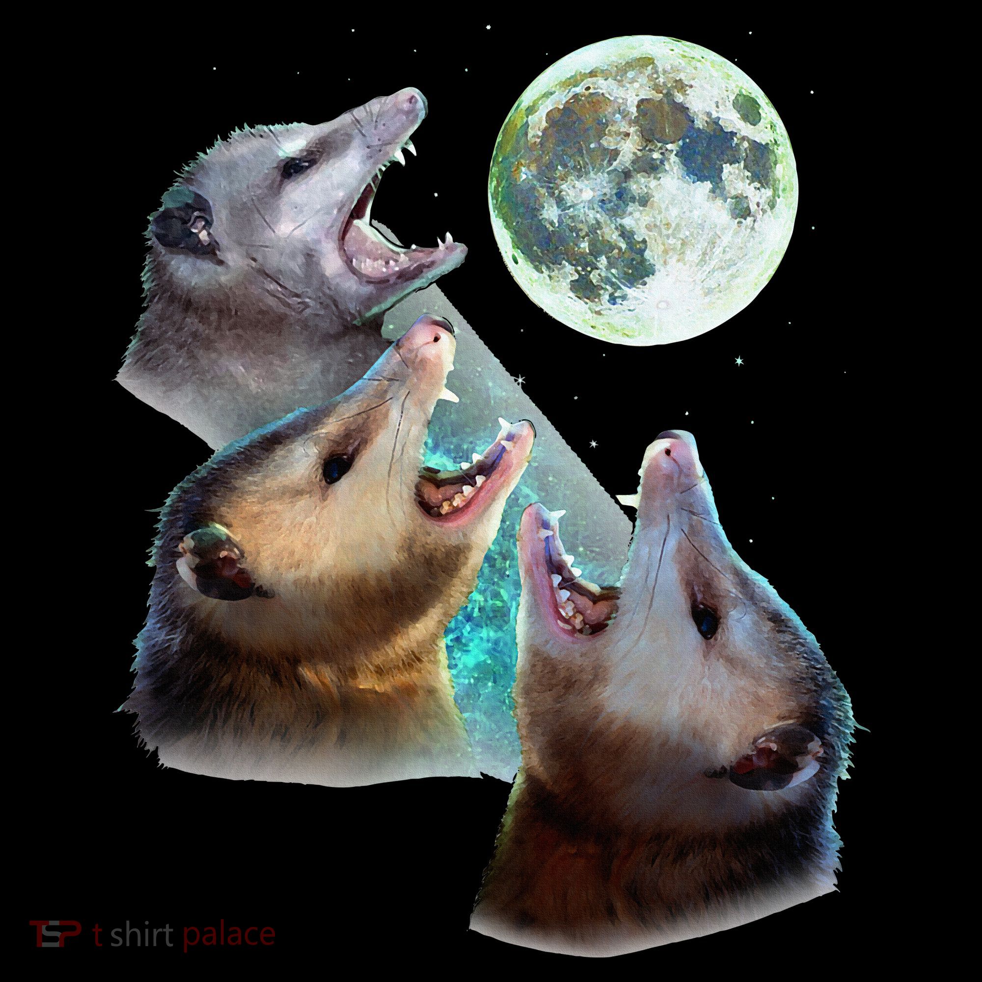 Three Opposum Moon With 3 Possums And Dead Moon Doggie Tank