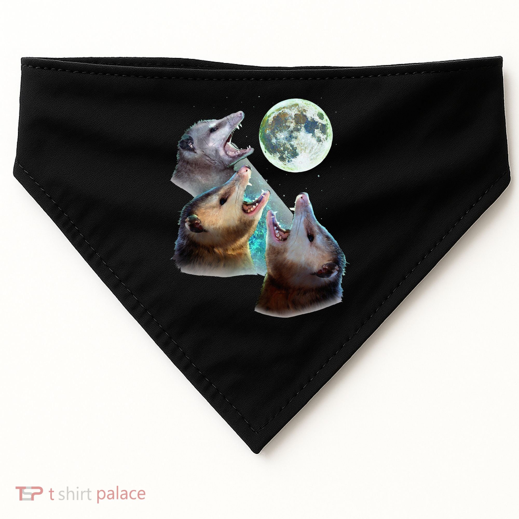 Three Opposum Moon With 3 Possums And Dead Moon USA-Made Doggie Bandana