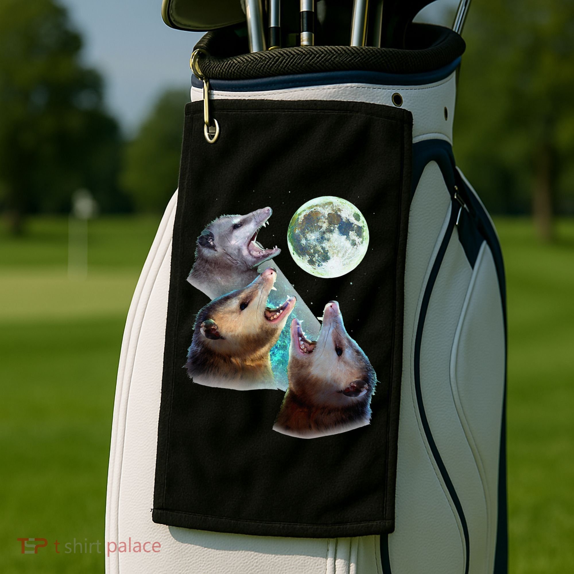 Three Opposum Moon With 3 Possums And Dead Moon Golf Towel