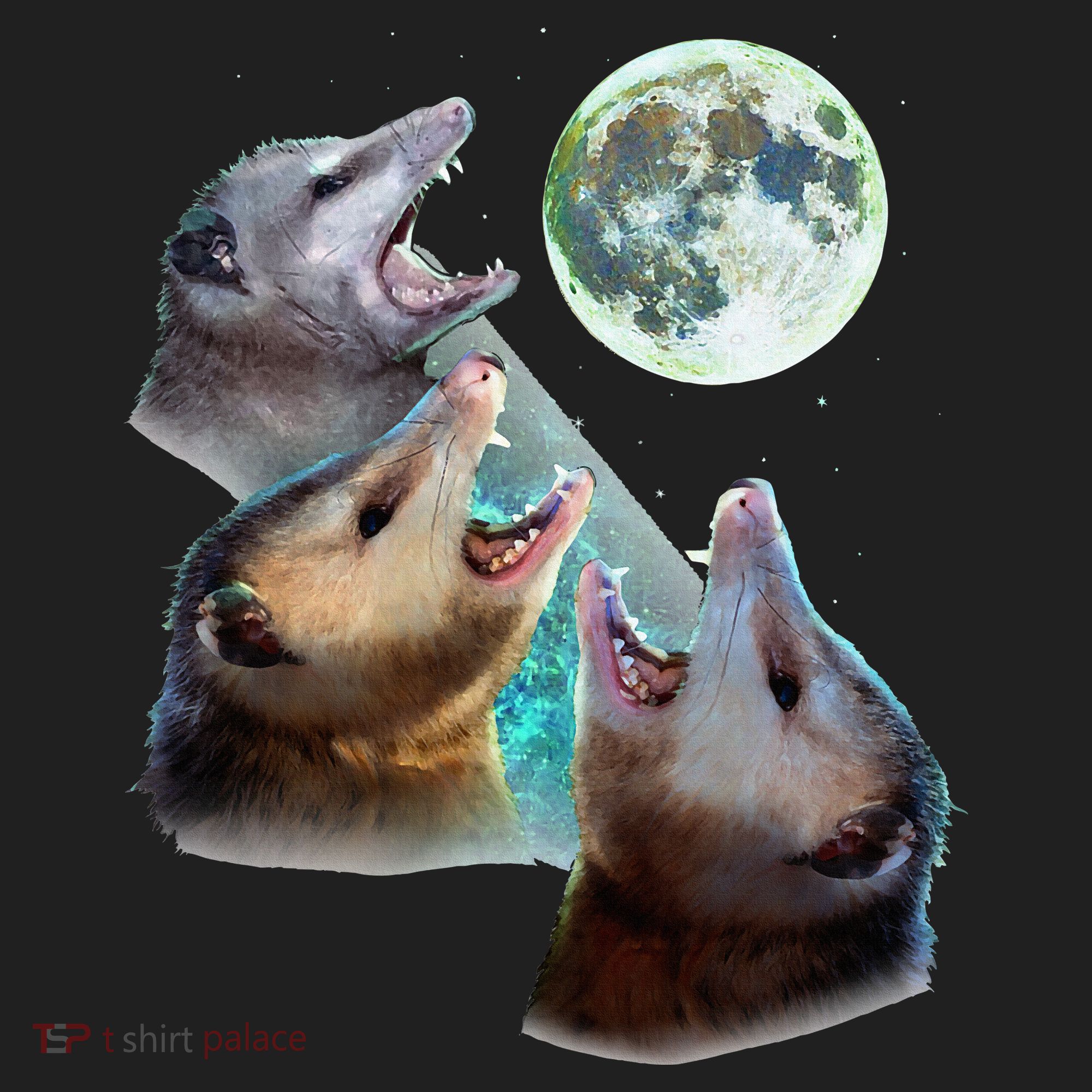 Three Opposum Moon With 3 Possums And Dead Moon Golf Towel