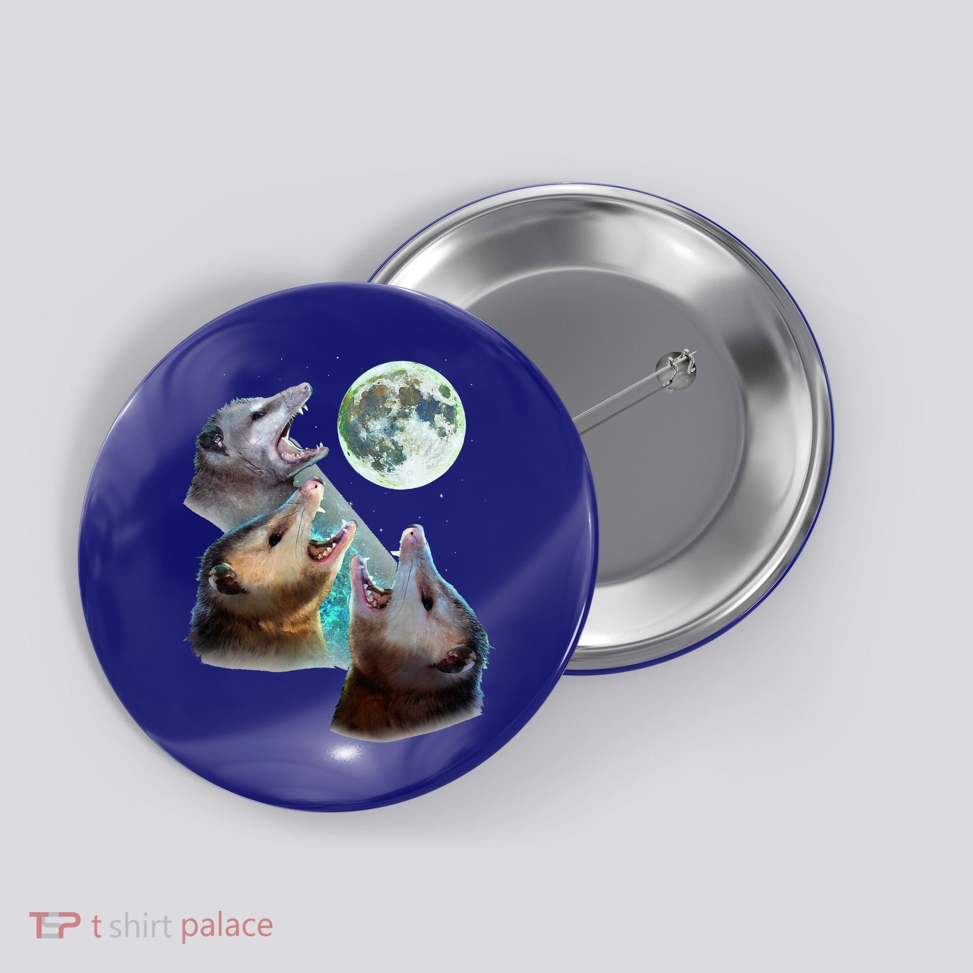 Three Opposum Moon With 3 Possums And Dead Moon Button