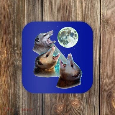 Three Opposum Moon With 3 Possums And Dead Moon Coaster
