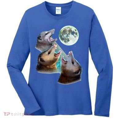 Three Opposum Moon With 3 Possums And Dead Moon Women's Long Sleeve Shirt