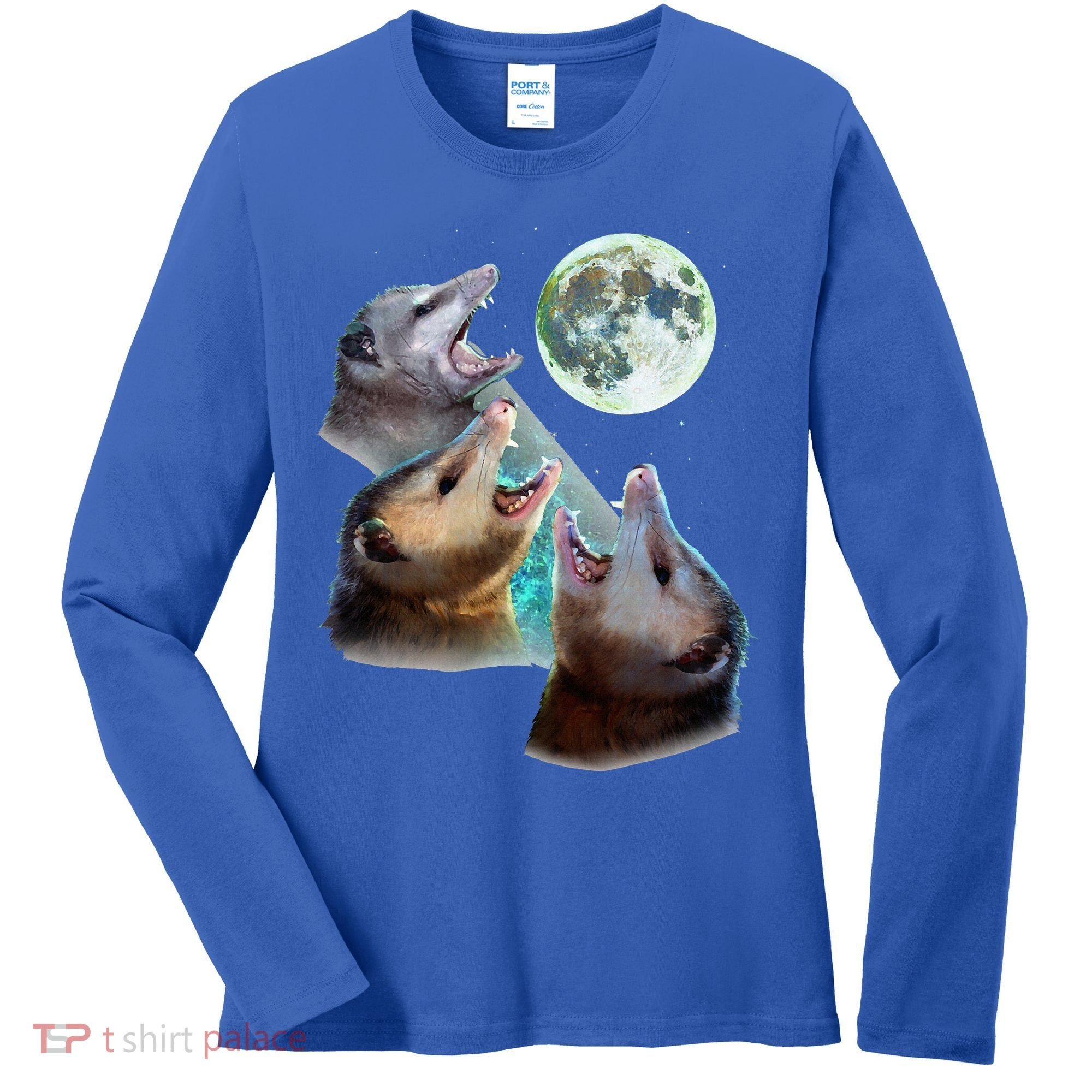 Three Opposum Moon With 3 Possums And Dead Moon Women's Long Sleeve Shirt